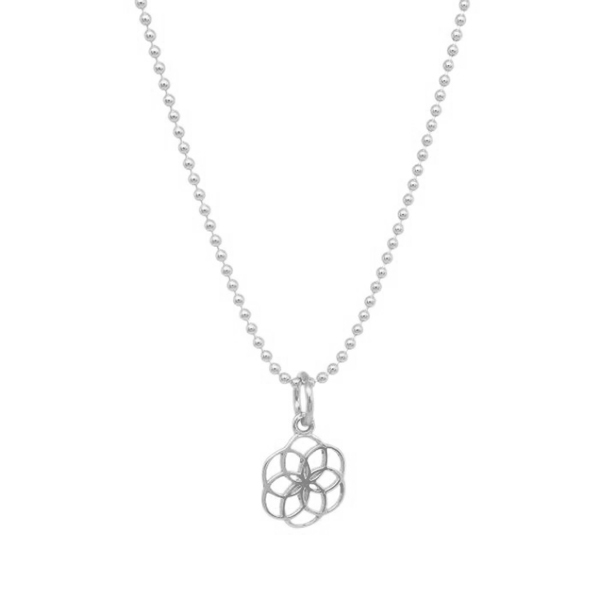 Halskette Liv Silber 42-45 cm mit Anhänger Blume des Lebens 11 mm