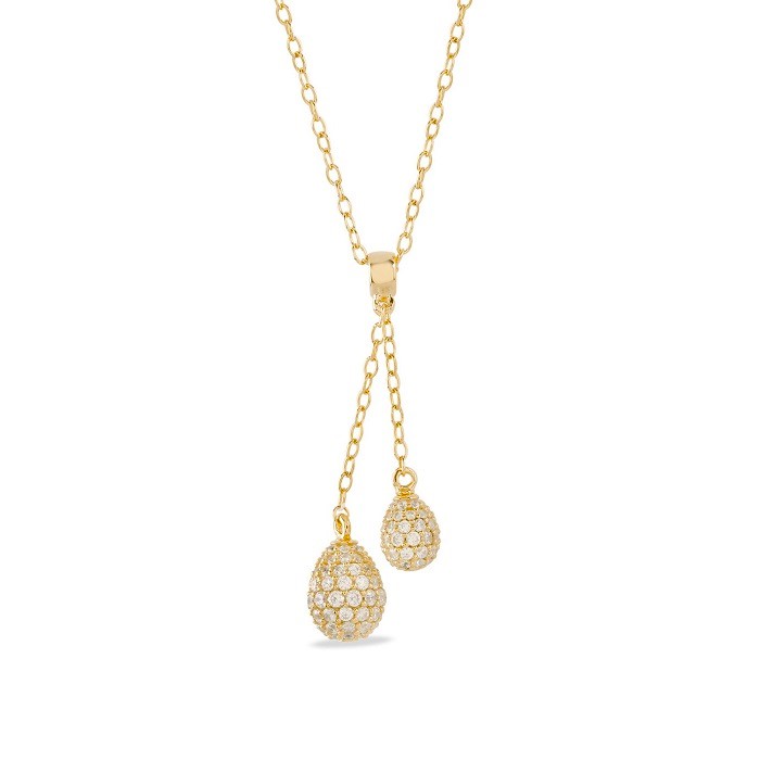 Halskette Little Drops Premiumsilber mit Zirkonia in Gold